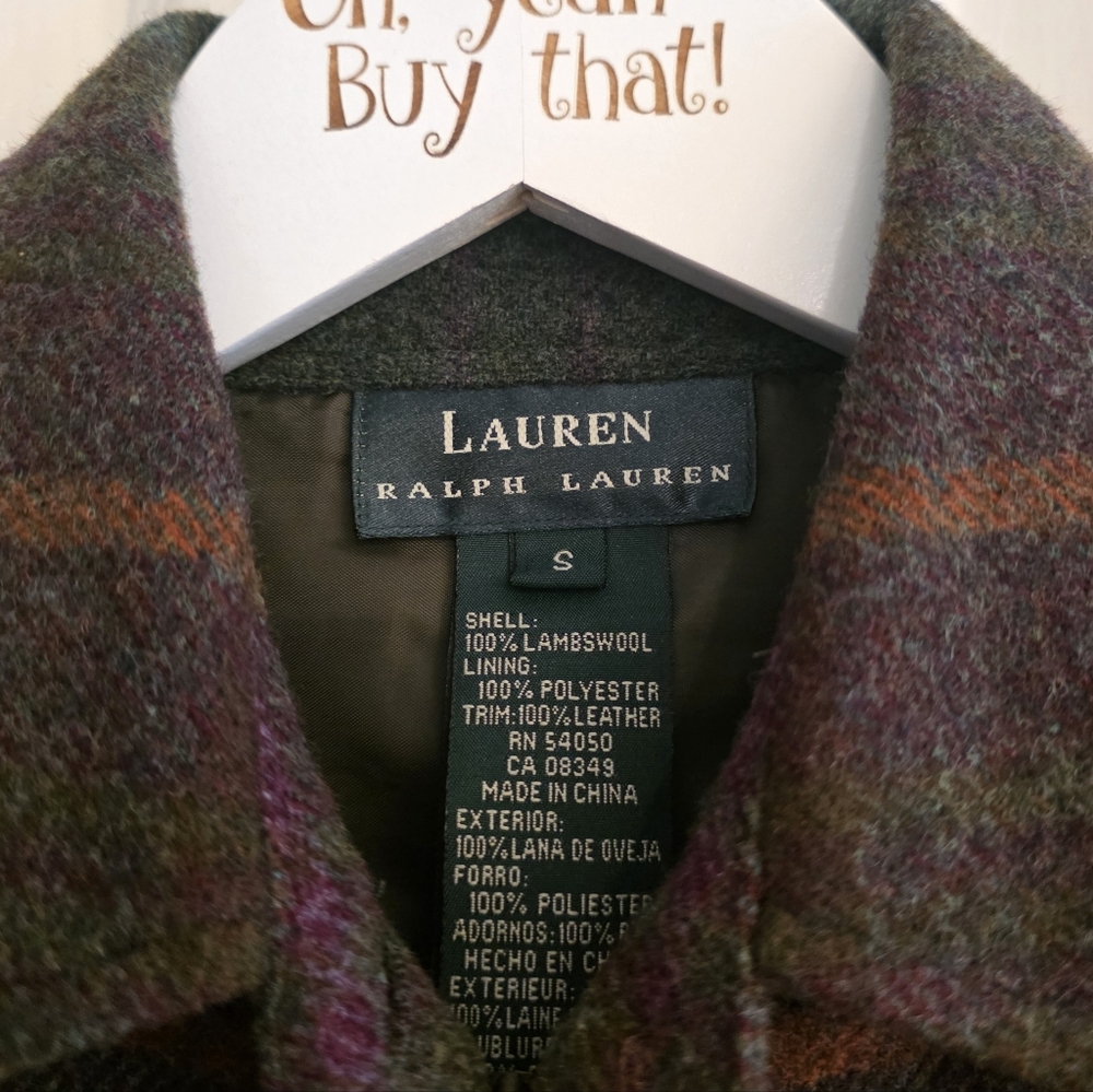 PRISTINE Lauren Ralph Lauren Plaid Jacket Shacket Size Small Suede Elbow Patches - Picture 11 of 11
